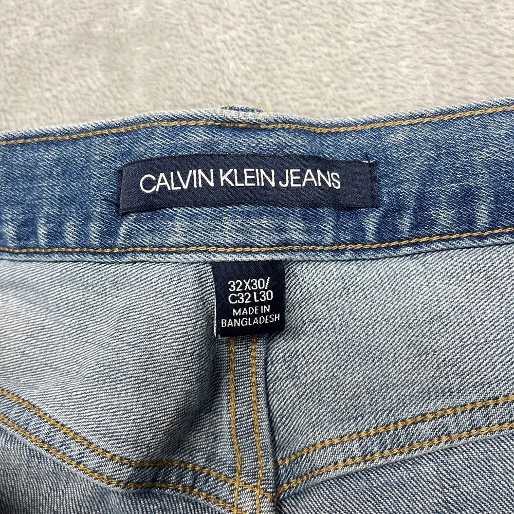Calvin Klein Jeans Mens‎ 32x30 Blue Denim Light Wash Grunge Straight Leg CKJ 035